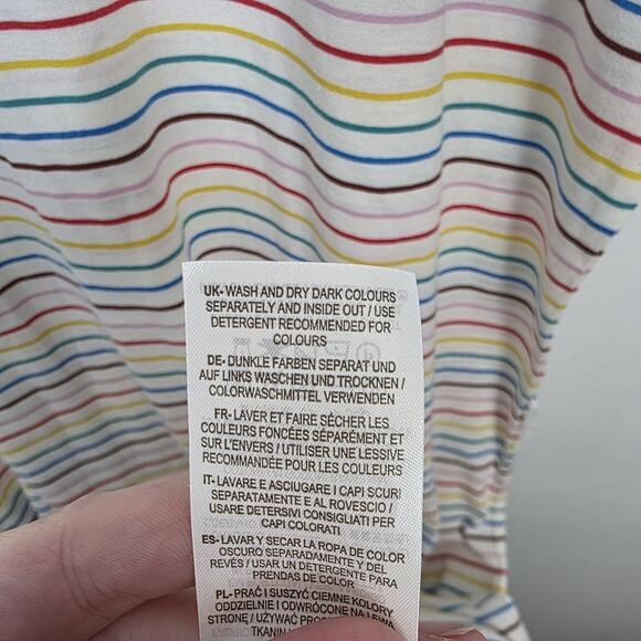 Boden White Colorful Summer Rainbow Striped Ella T-Shirt Maxi Dress Size 12 - Picture 8 of 10